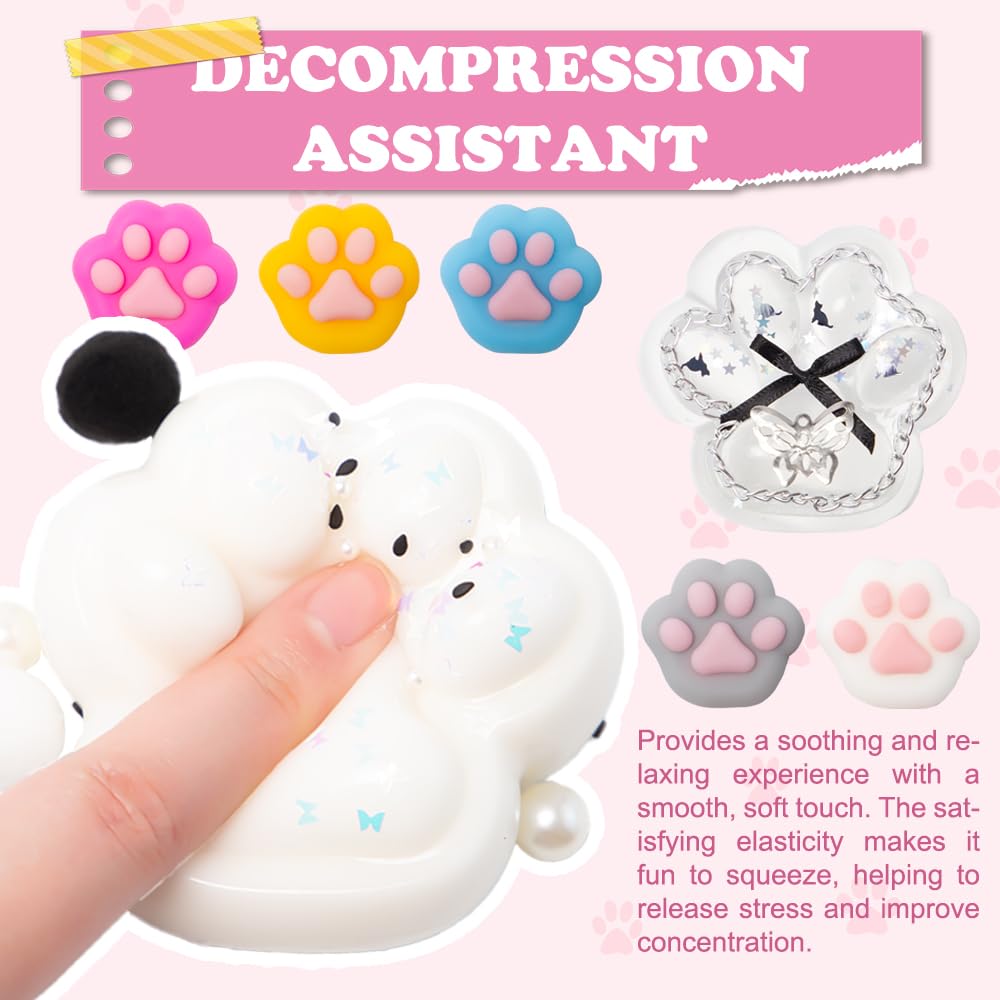 Pilikoll 10 Pcs Cat Paw Squeeze Toy Taba Squishy Paw Super Soft Cat Paw Squeeze Toys Paw Squishy Cat Paw Squishy Fidget Toys Cat Paw Sensory Toy for Kids Adults Home Office Relaxing - Image 4