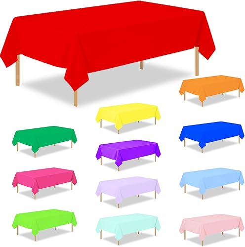 Miniatura 47 de Paquete de 2 manteles rectangulares desechables de plástico color verde salvia, de 54 x 108 pulgadas, manteles de plástico verde salvia para E02