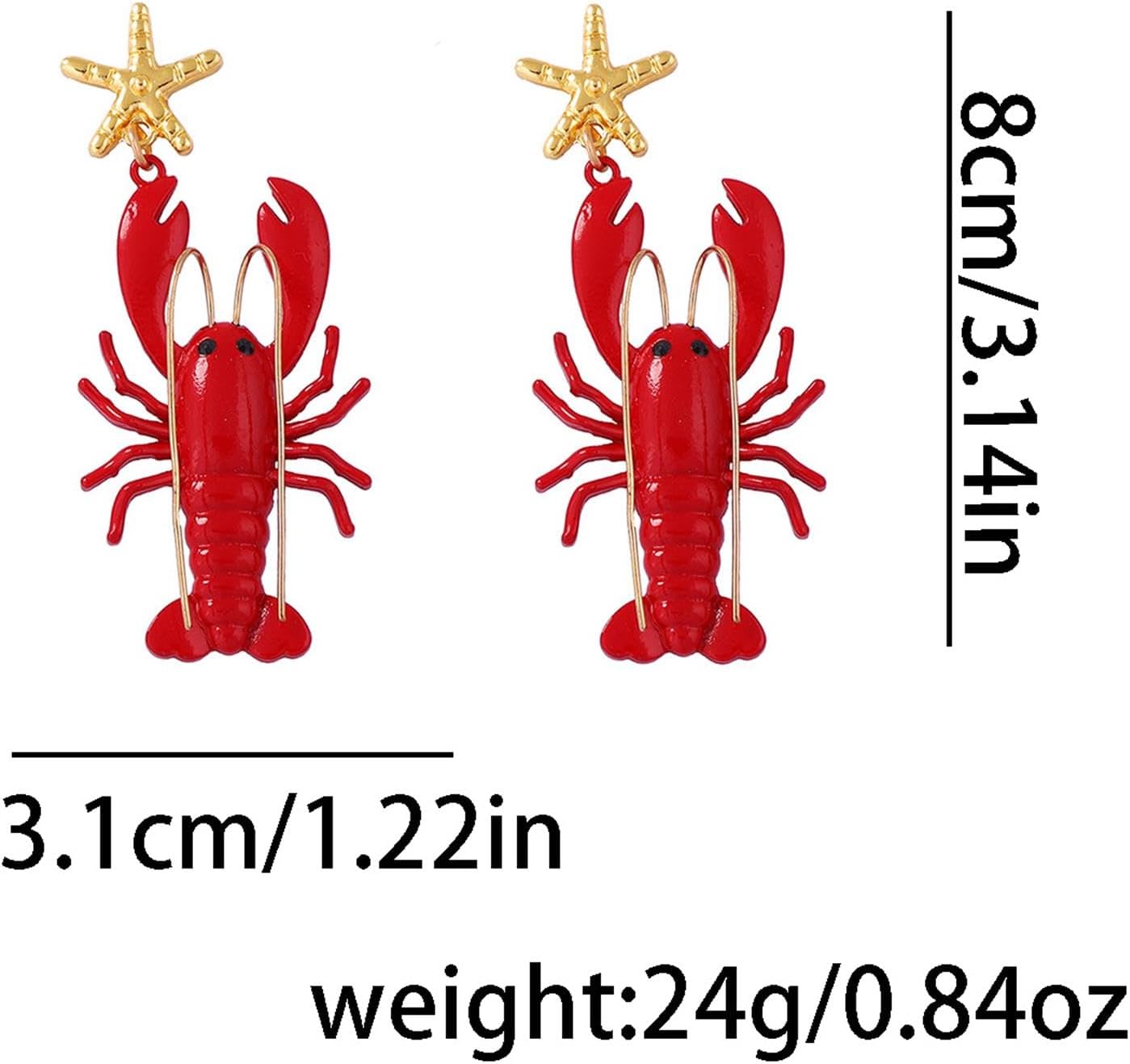 Cute Lobster Shell Starfish Earrings for Women Jewelry - Image 2