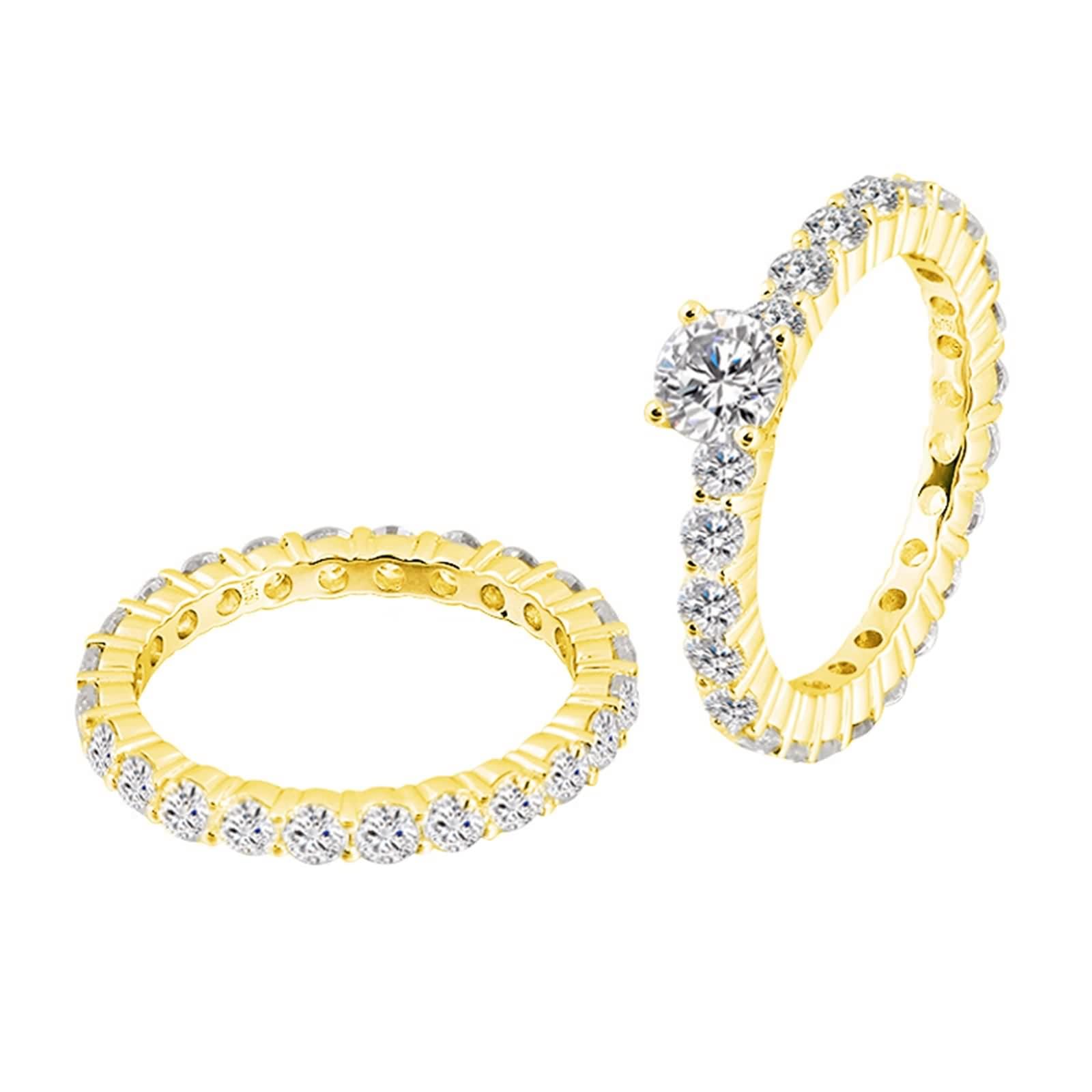 Anillos Compromiso Mujer, Anillo Compromiso Moissanita Apilable Oro Blanco Oro 9/14/18K
