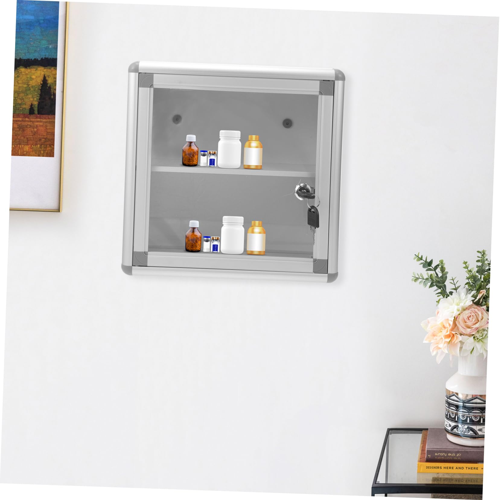 Botiquín de Primeros Auxilios Llave de Aleación de Aluminio, Pared | Plata, Almacenamiento Multifuncional, para Medicina y Objetos de Valor, Uso en Coche y Camping