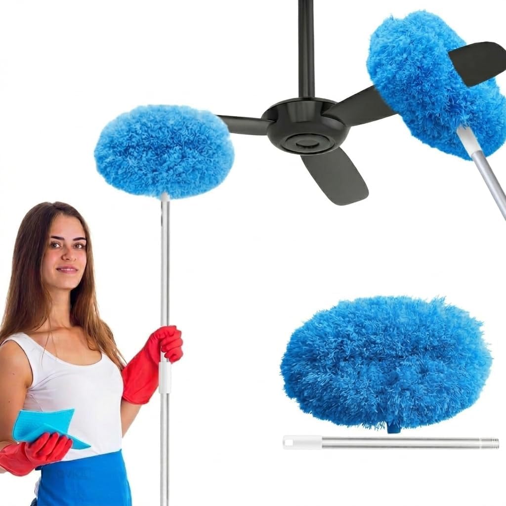 Fan Cleaning Mop with Long Rod Ceiling Fan Cleaner and Duster, Extendable Fan Cleaner Brush Long Handle, Microfiber Dust Cleaner for Home Ceiling, Wall, Cobweb & Car Duster-image-43
