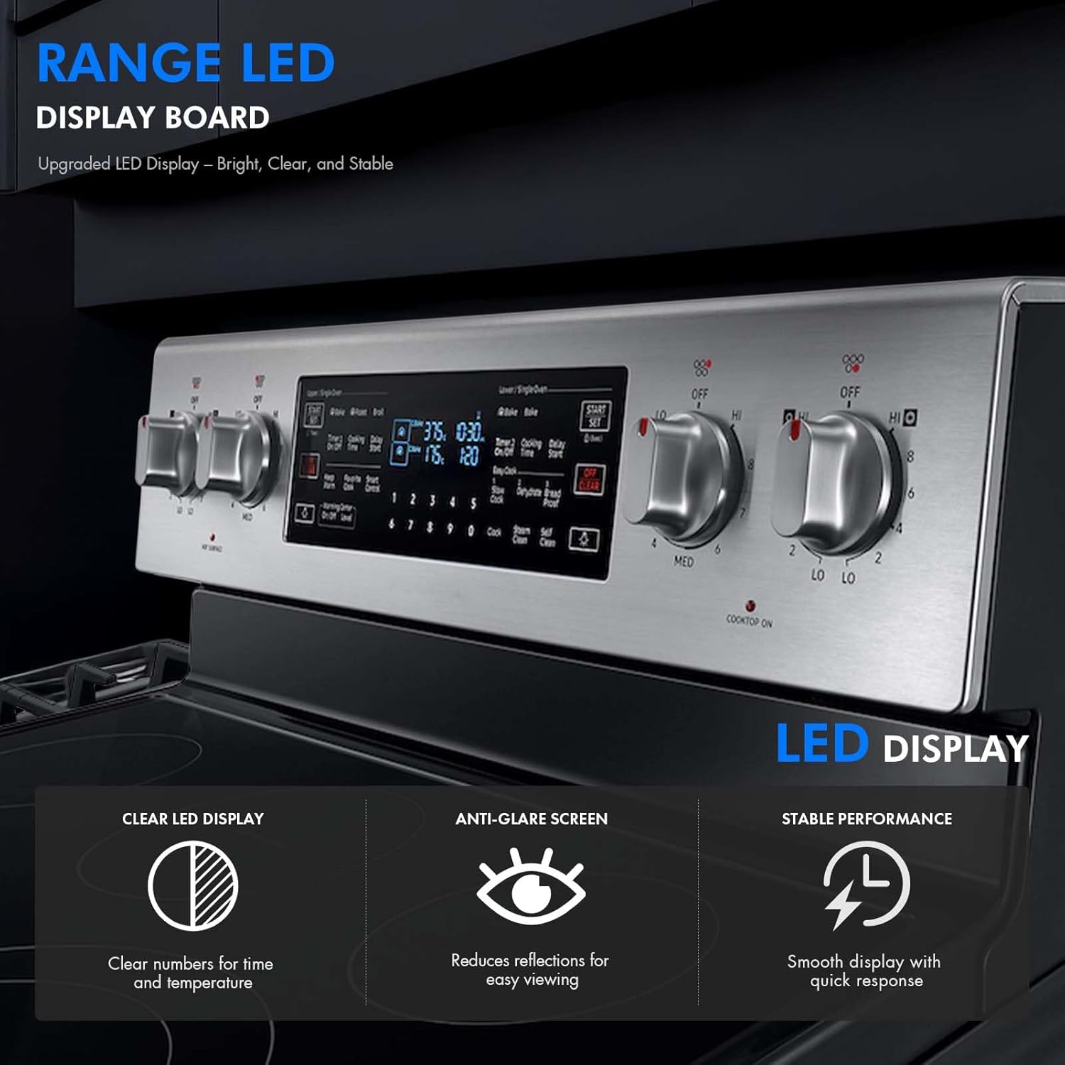 New DE07-00130B Range LED Display Board Fit for Samsung Electric Range - Oven/Stove, Better Than Oem Quality, Fits Model NE59M6850SG NE59M6850SS
