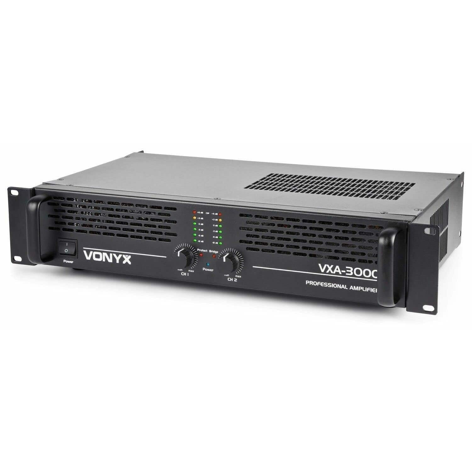 Vonyx VXA-3000 - Amplificateur Professionnel, 2x 1500 Watts, Connexion en Pont, Amplificateur Stéréo Haute Qualité, Idéal DJ et DJ Mobiles