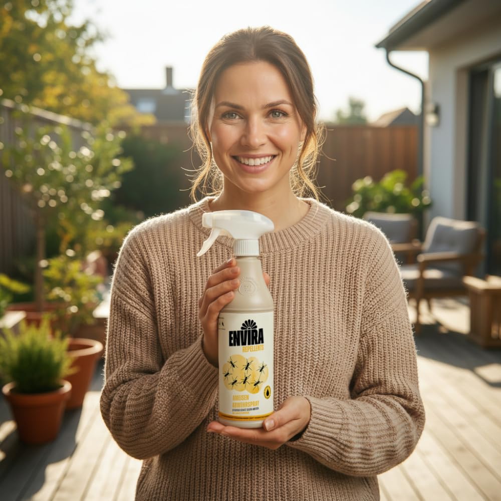 Envira Ameisen Spray 500ml – Ameisenspray gegen Wegameisen, Pharaoameisen, Waldameisen – Abwehrspray mit 3 Monate Langzeitwirkung – Ameisenmittel für Haus, Wohnung, Garten, Terrasse – Auf Wasserbasis