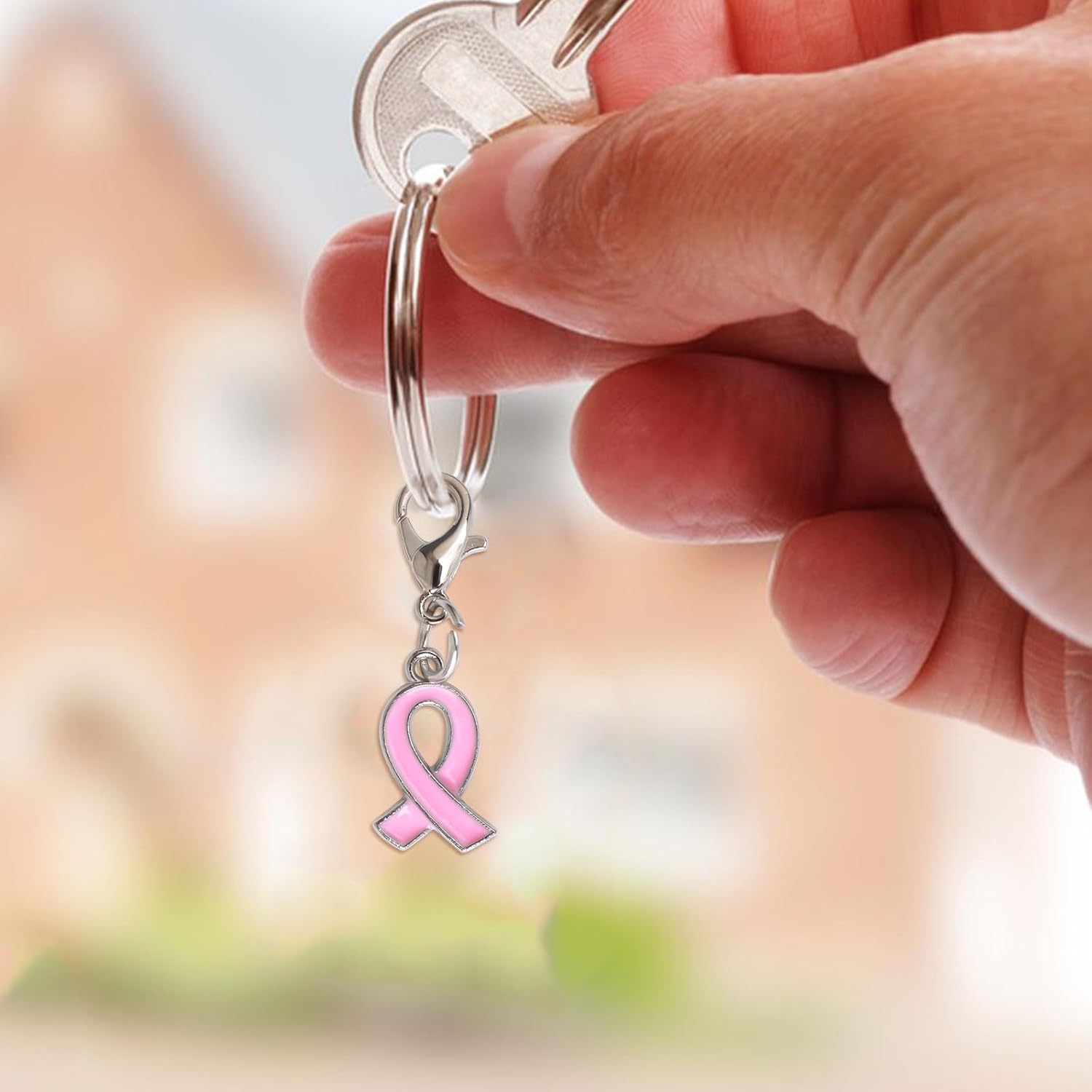 Ribbon Pendants with Clasps, Cancer Awareness Ribbon Charms Alloy Pendants for Jewelry Making