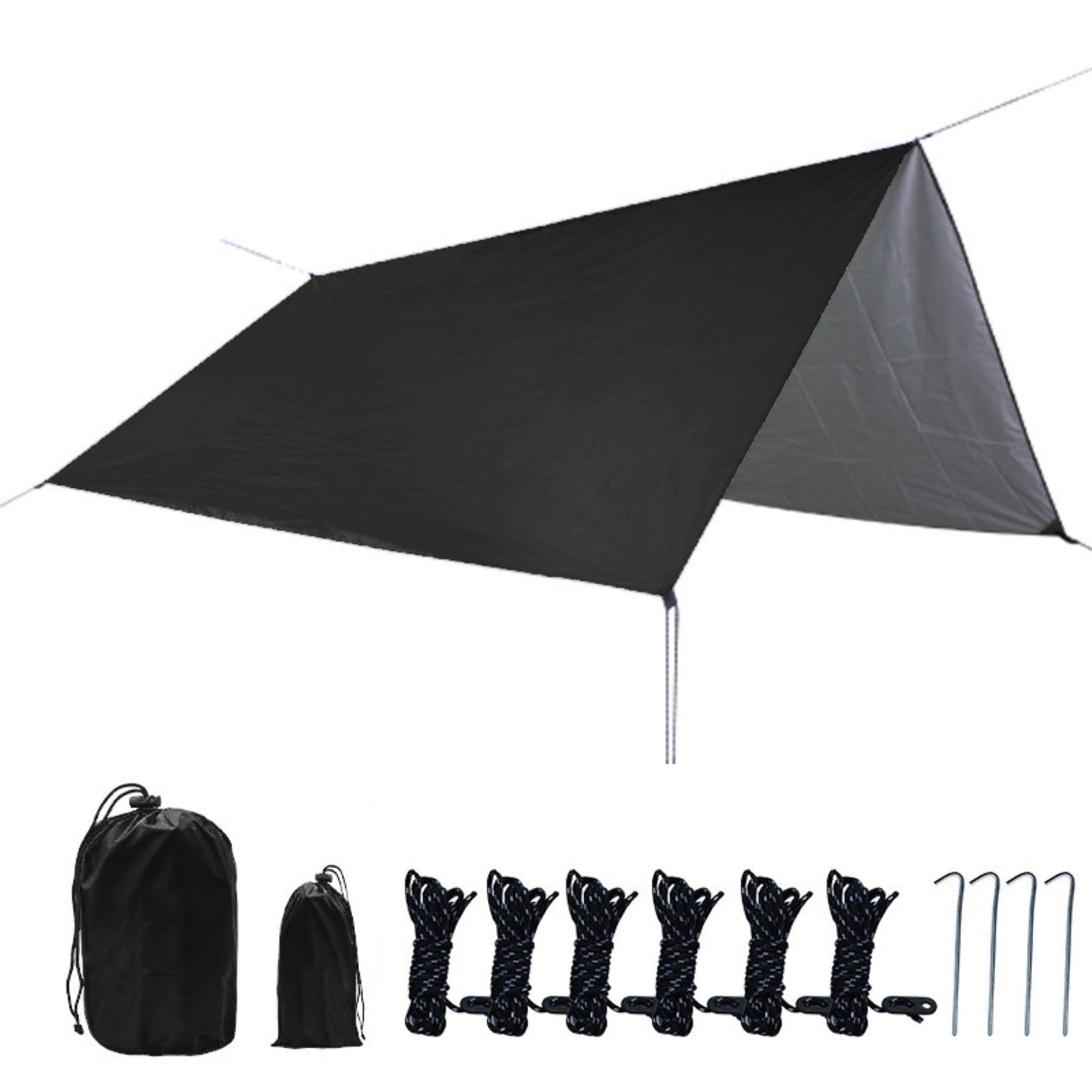 Telo Campeggio Impermeabile,Amaca Pioggia Anti Sun Shelter Outdoor Camping Tent Tarp Antivento A Prova Neve per L'escursionismo Zaino in Spalla All'aperto