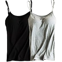 Womens Modal Built-in Bra Padded Camisole Yoga Tanks Tops