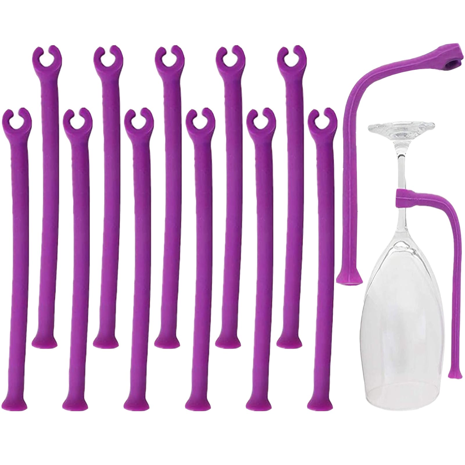 Mengger Lila 12Pcs Glass Holder For Dishwashers Wine Silicone Stemware Saver Flexible Dishwasher Attachments Set For Wine Or Champagne Glasses Saver