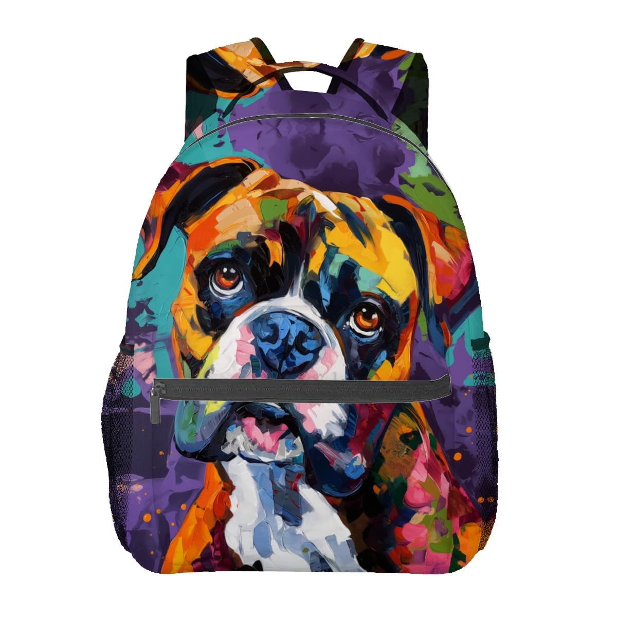 VANZEV Colorful Boxer Dog Pattern Backpack Travel Backpacks Laptop Rucksack,School Bookbag for Women Kids Boys Girls,Dog Back Pack Accessories Bags,