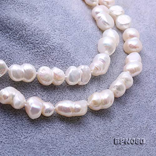 Miniatura 6 de JYX Pearl Collar largo de 0.315-0.472 in, collar de perlas cultivadas de agua dulce barroca blanca, 34 pulgadas, Perla, Perla