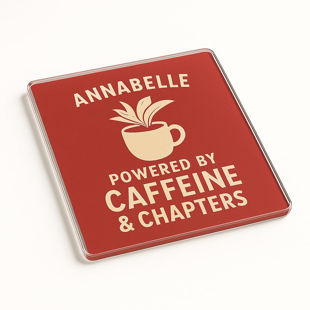 Personalised Acrylic Coaster Gift for Book Lovers and Coffee Lovers - Caffeine Chapters Novelty Desk Accessory