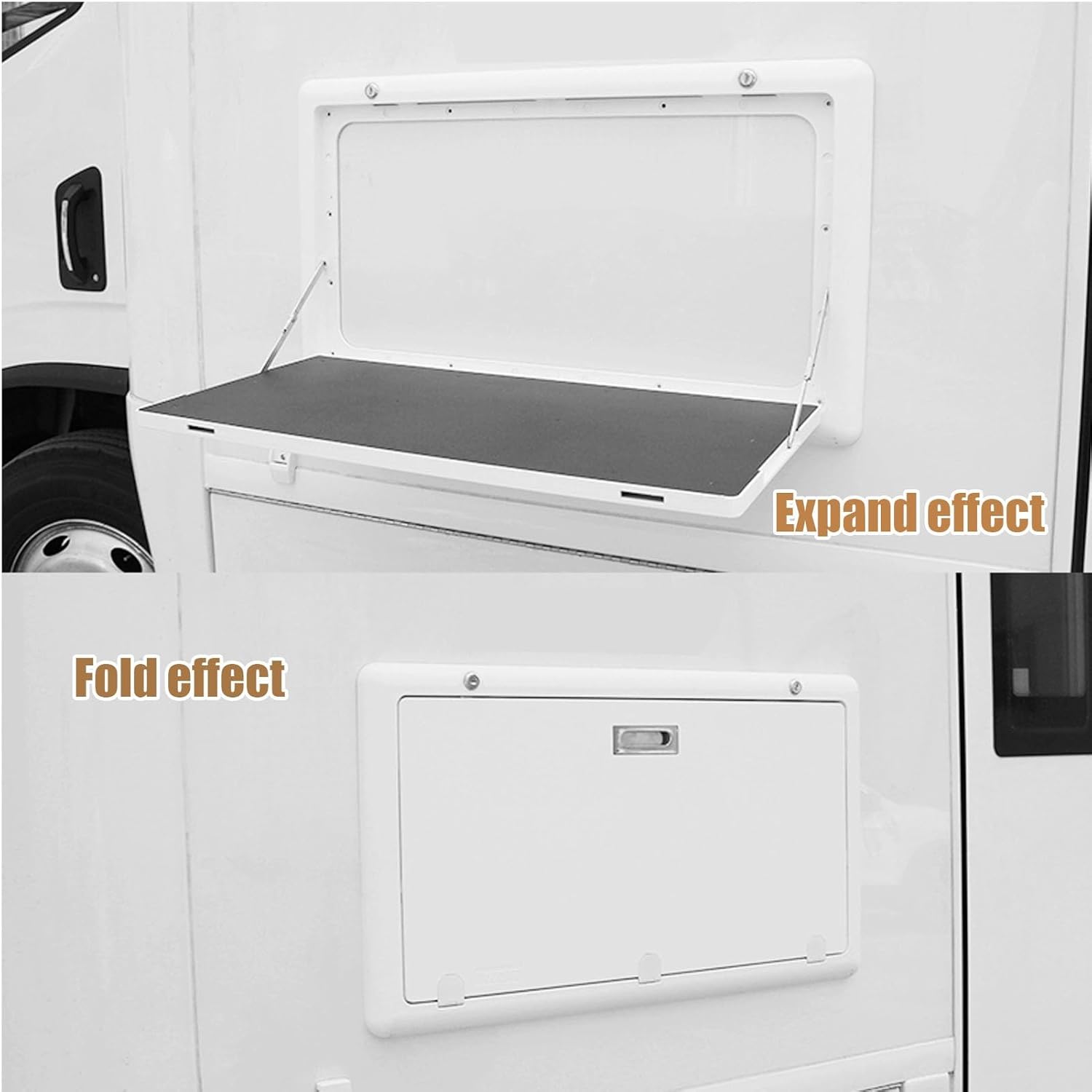 RV Folding External Table, RV Foldable Table with LED Lighting, External Hanging Tables, 31 X 18in Aluminum RV Dinette Table, Wall Mount Folding Camper Table(with backplane)