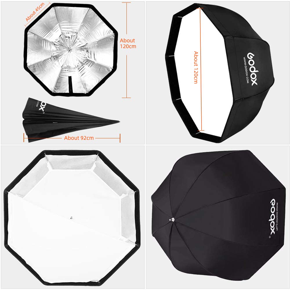 GODOX 120 cm / 47.2in Portatile Softbox Ottagonale Ombrello Riflettore per Studio Photography Speedlite Flash