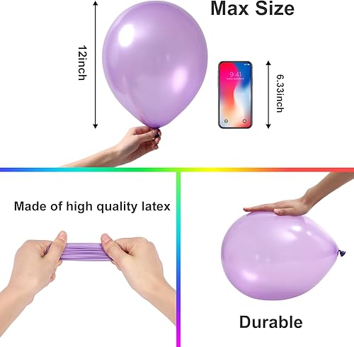 Miniatura 4 de RUBFAC Kit de globos de arcoíris, 65 unidades, 12 pulgadas, 12 globos de fiesta de colores brillantes, globos de colores, globos de cumpleaños,