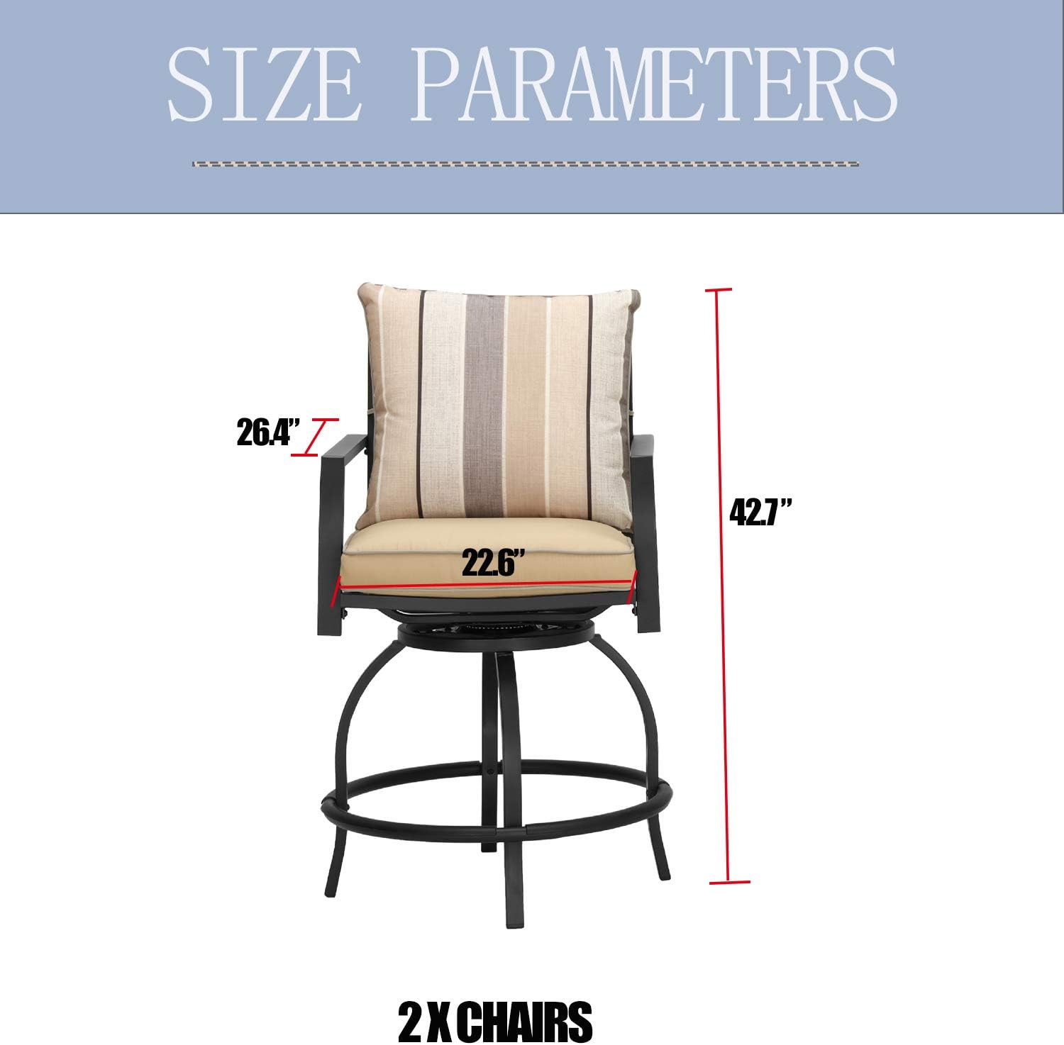 Buy LOKATSE HOME Patio Set Swivel Chairs Bistro Height with Arms