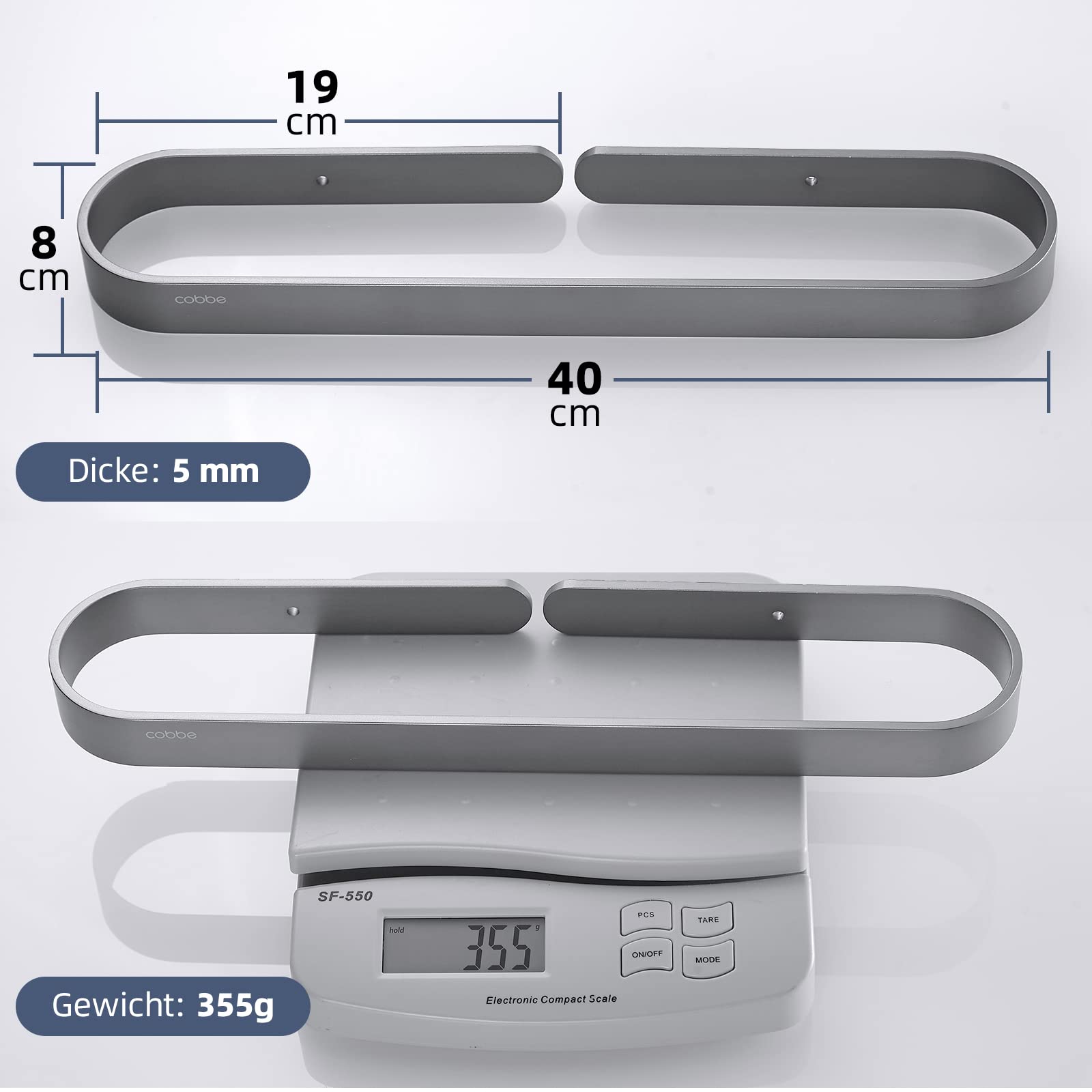 Chrome plated towel rack, Chrome1, 40 cm - Image 4