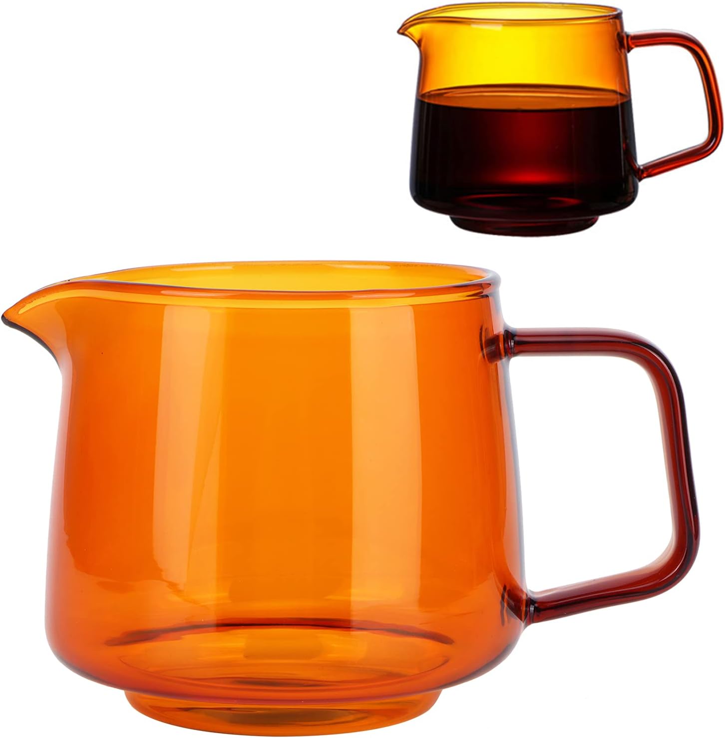 Glass Coffee Server, 18.6oz / 550ml Borosilicate Glass Coffee Carafe Manual Pour Over Coffee Pot Maker for Tea Coffee Water (Amber)