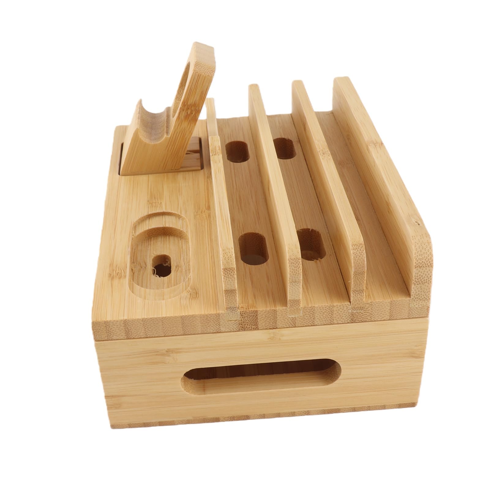 Pissente Support de Charge en Bambou, Station de Chargement Multiple avec Port USB, Organisateur de Bureau pour Téléphone, Tablette et Montre