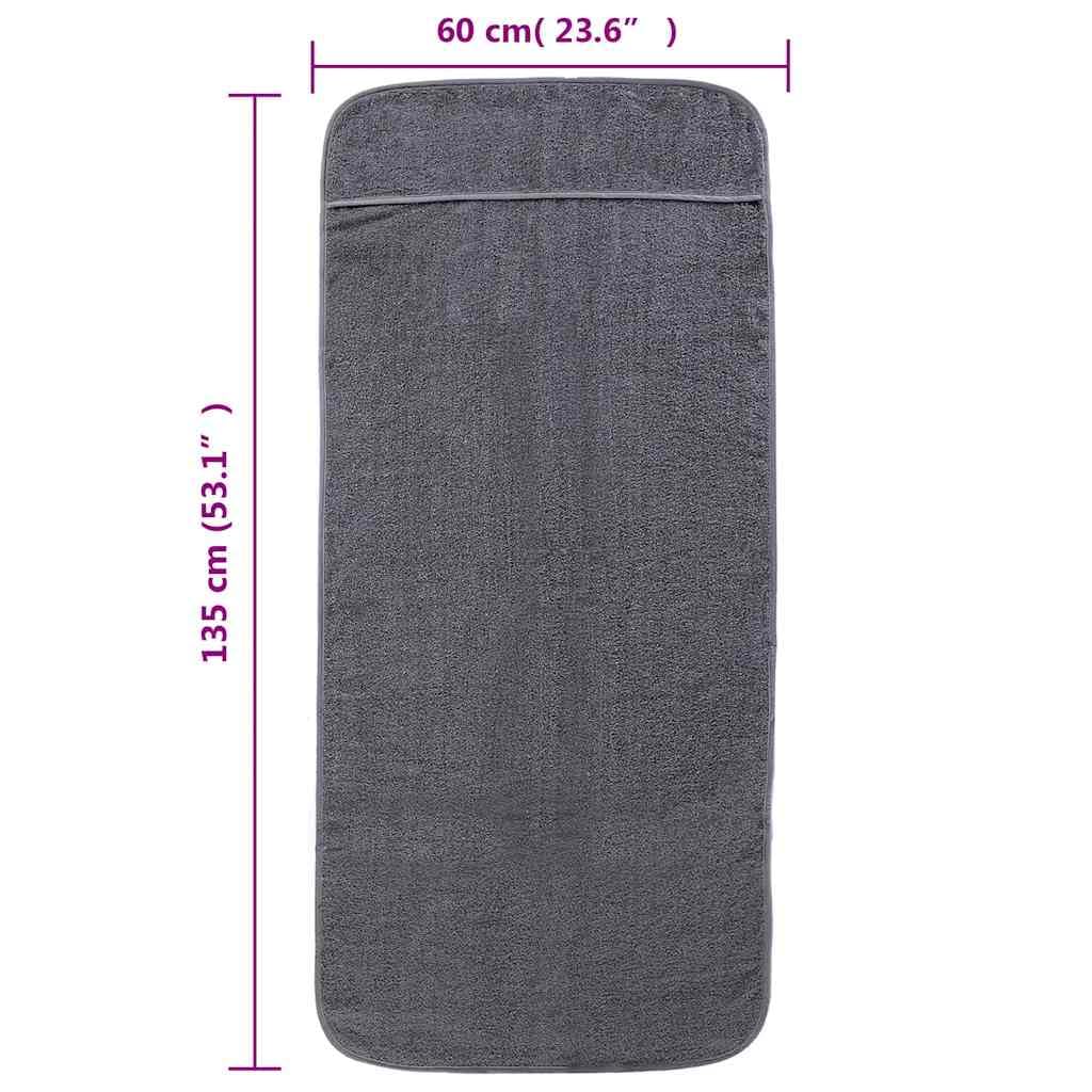 Serviettes de Plage 2 pièces Anthracite 60x135 cm Tissu 400 GSM pour Piscine, Plage, Vacances, Yoga, Camping, léger, Absorbant, sèche Rapidement, Doux Coton Microfibre