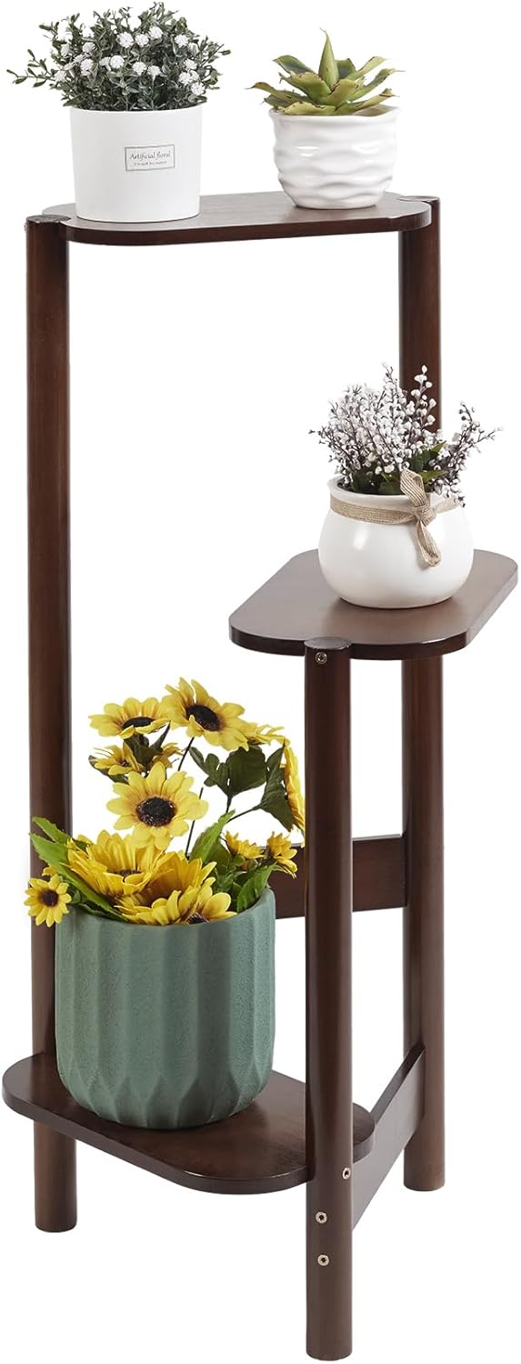 unho Rectangle Plant Stand White: 2-Tier Modern Side Table with Display Shelvings Wood Flower Pot Rack Planter Storage Shelf Holder Home Furnishing Decor for Living Room Balcony Patio