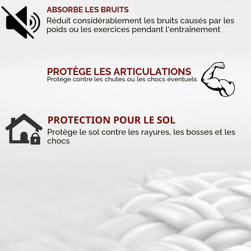 Tapis en caoutchouc Fitnesss 60 x 60 cm à encaissement PUZZLE Sol Gym Matelas antidérapant TATAMI KARATE Sol modulaire