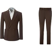 Mens Suit Tweed 2 Piece Suit Double Breasted Classic Fit Notch Lapel Tuxedos Vintage Suits for Prom Business
