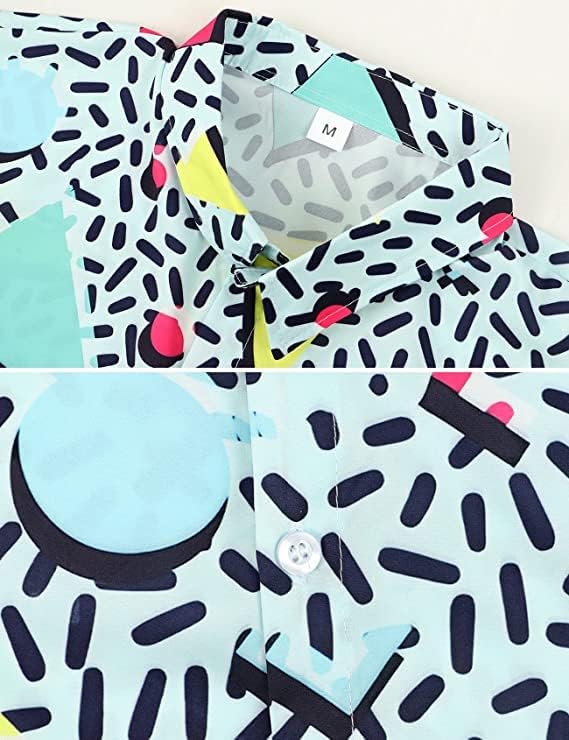 Arssm Mens 2 Pieces Vintage Shirts and Shorts Set 80s 90s Outfit Button Down Beach Suit Quick Dry for Vintage Halloween Party - Image 2