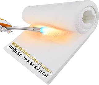 Couverture d'isolation en fibre de céramique, 1500 °C/2700 °F (79 x 61 x 2,5 cm), isolation ignifuge pour lave-vaisselle, fours, forgerons, chaudières, fours à pizza et plus encore
