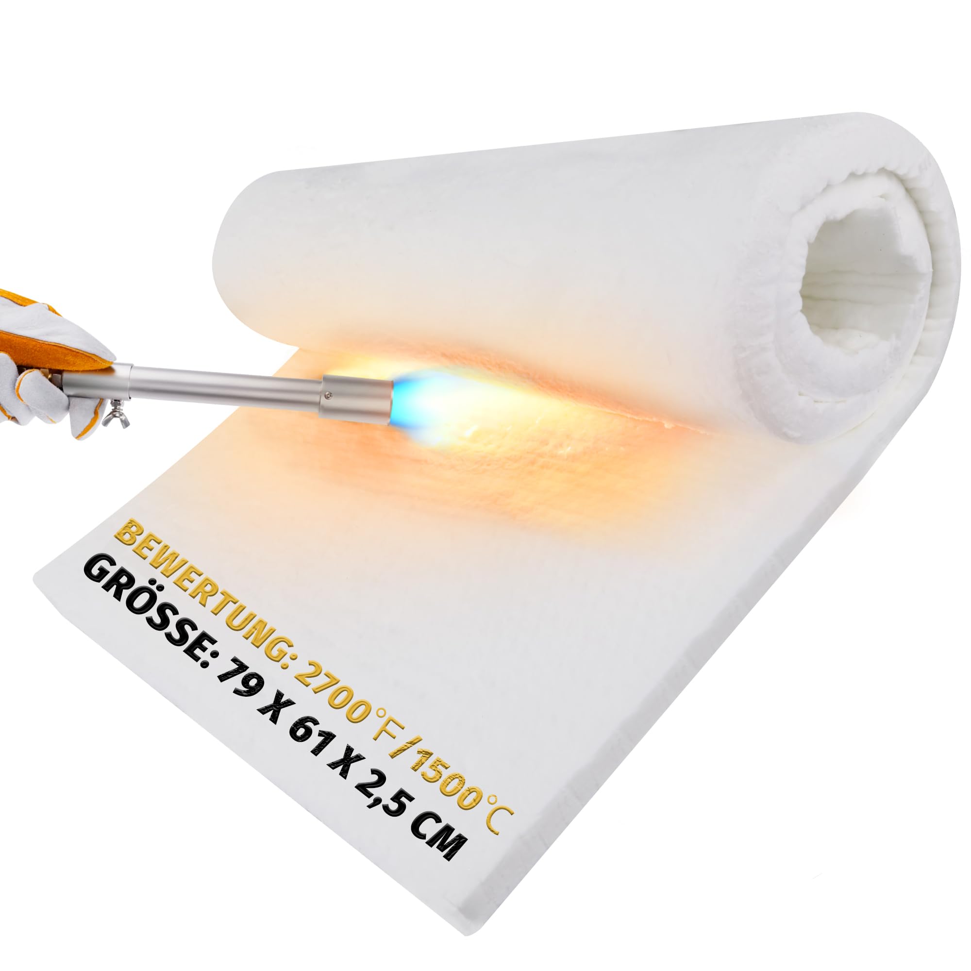 Couverture d'isolation en fibre de céramique, 1500 °C/2700 °F (79 x 61 x 2,5 cm), isolation ignifuge pour lave-vaisselle, fours, forgerons, chaudières, fours à pizza et plus encore