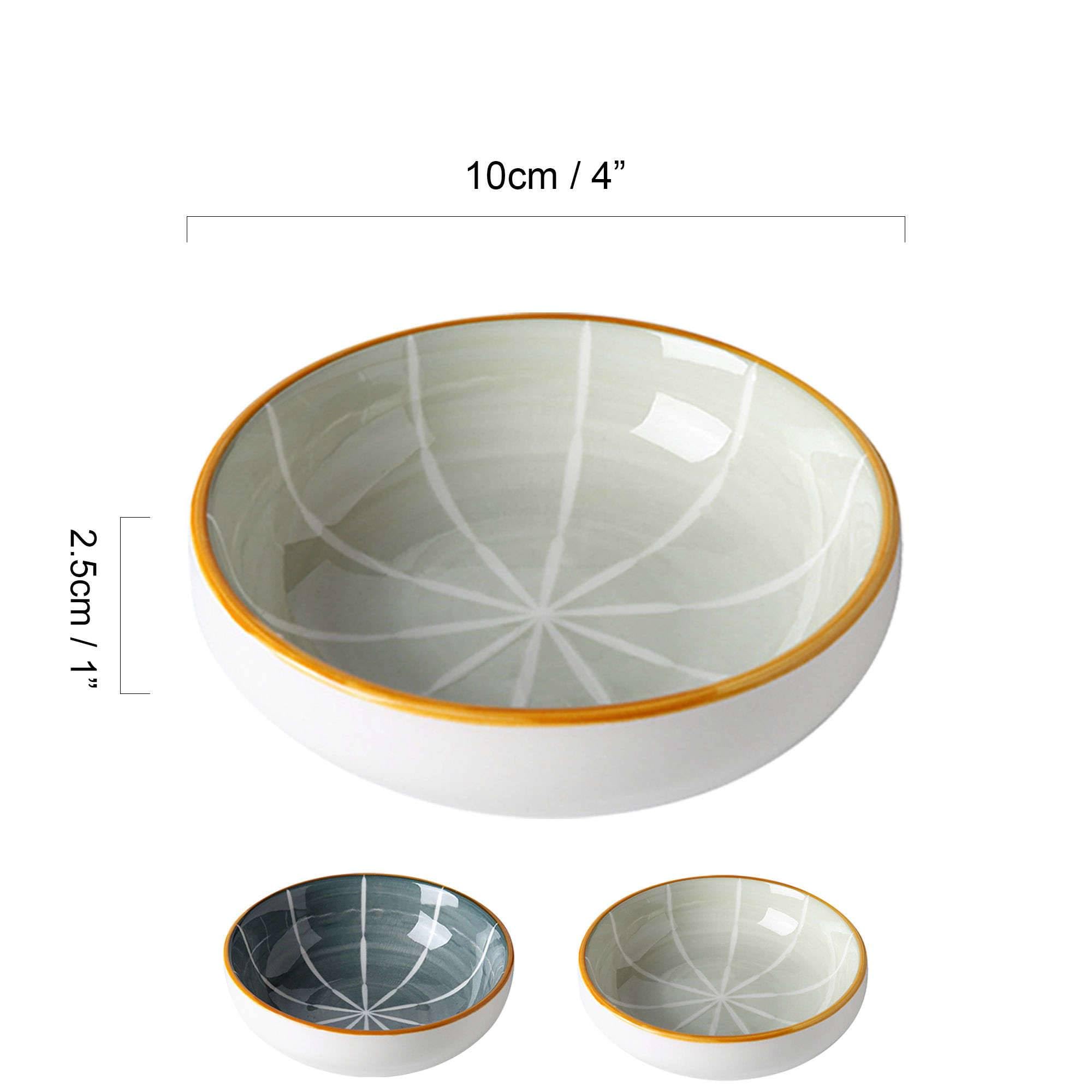 Dipschalen-Set für Sojasauce, Keramik-Dipschalen, Saucenschalen, Tapasschalen, Schalenset mit Blumenmuster für Desserts, Snacks, Grau, 6er-Set (Grau, 2er-Set)