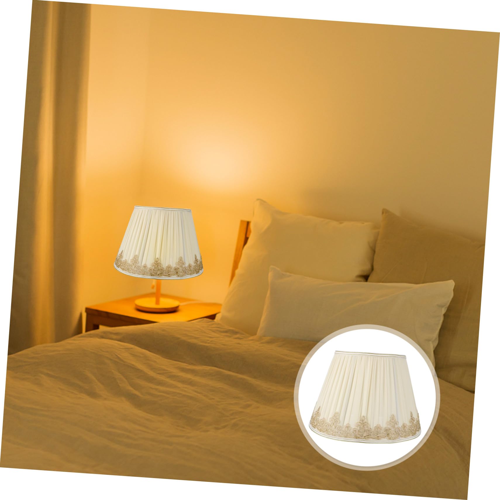 Lampenschirm und Wiederverwendbar Stilvoll für Schlafzimmer Zylindrisch aus Stoff Gelb Dekorativer Ersatzschirm mit Lampenfassung E27 für Nachttischlampe Hotel