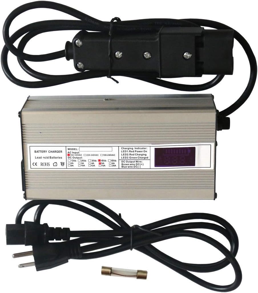 Best Promo Abakoo Battery Charger 48 Volt 5 Amp for Yamaha Golf Cart G19 G22 with 2 Pin Plug, LED Display