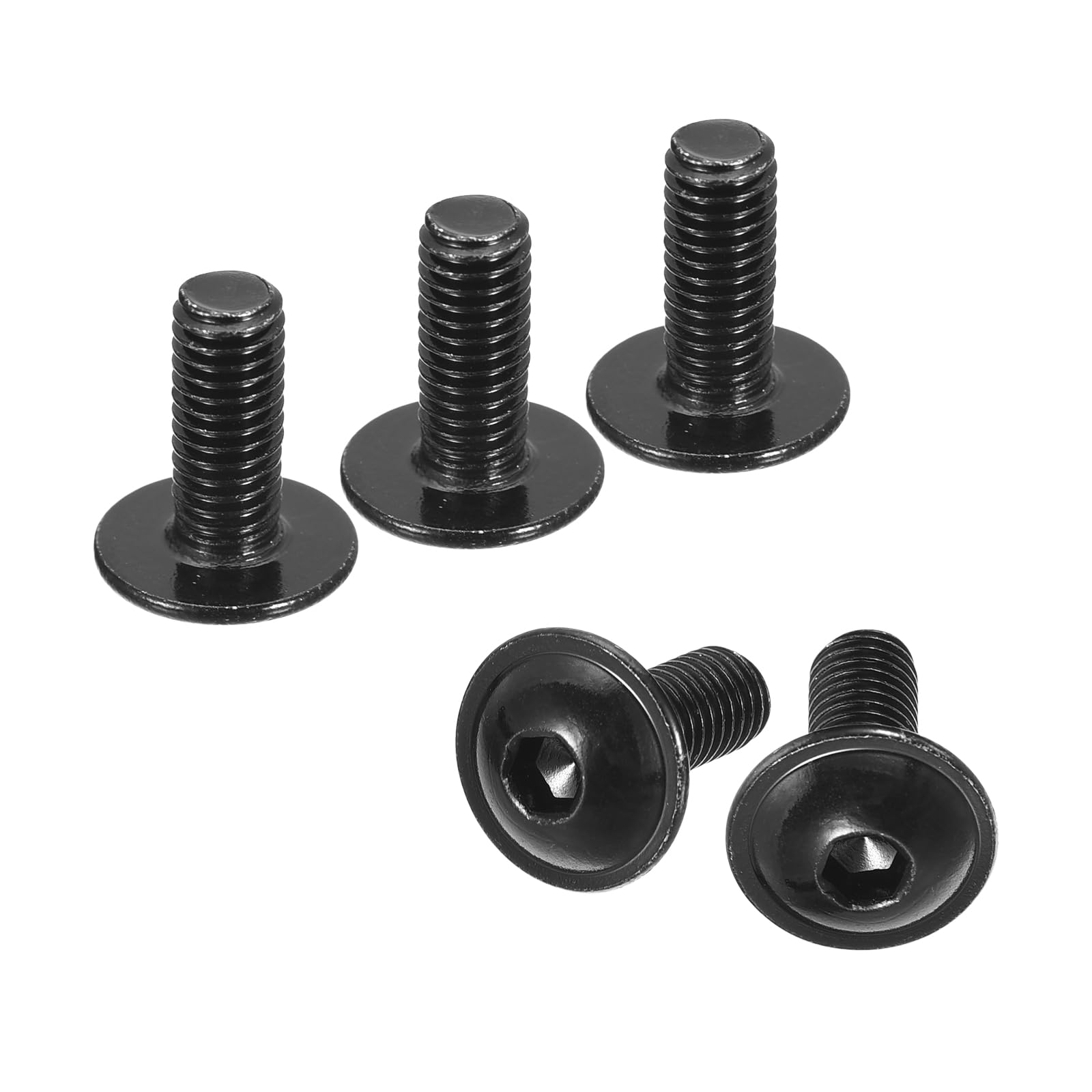 uxcell Flanged Button Head Socket Cap Screws, 50pcs M5x12mm 304 Stainless Steel Black Oxide Socket Drive Fasteners Bolts, Fully Thread Machine Screws