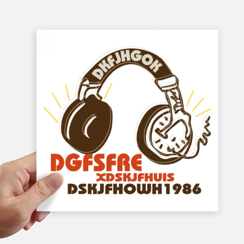 Autocollant casque rock fou sticker carré multicolore 20cm pour déco