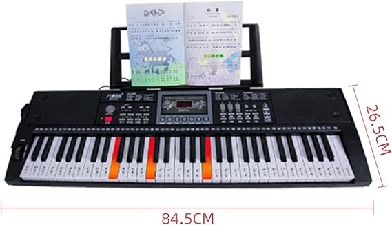 Electronic Piano Keyboard 61 Portable Piano Key Electronic Keyboard for Adult Children Beginner Professional Color: White, Size: 84.5X26.5X8.5CM