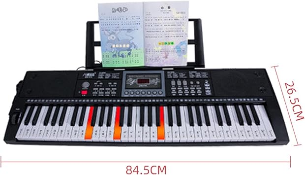 Electronic Piano Keyboard 61 Portable Piano Key Electronic Keyboard for Adult Children Beginner Professional Color: White, Size: 84.5X26.5X8.5CM