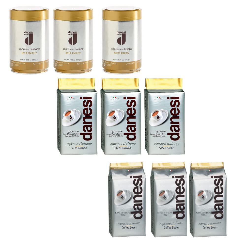 Danesi Caffe Ground Coffee - Gold (8.75oz, 3 pack), Gold (8.75oz, 3 pack), Coffee Whole Bean - GOLD (6.6lb)