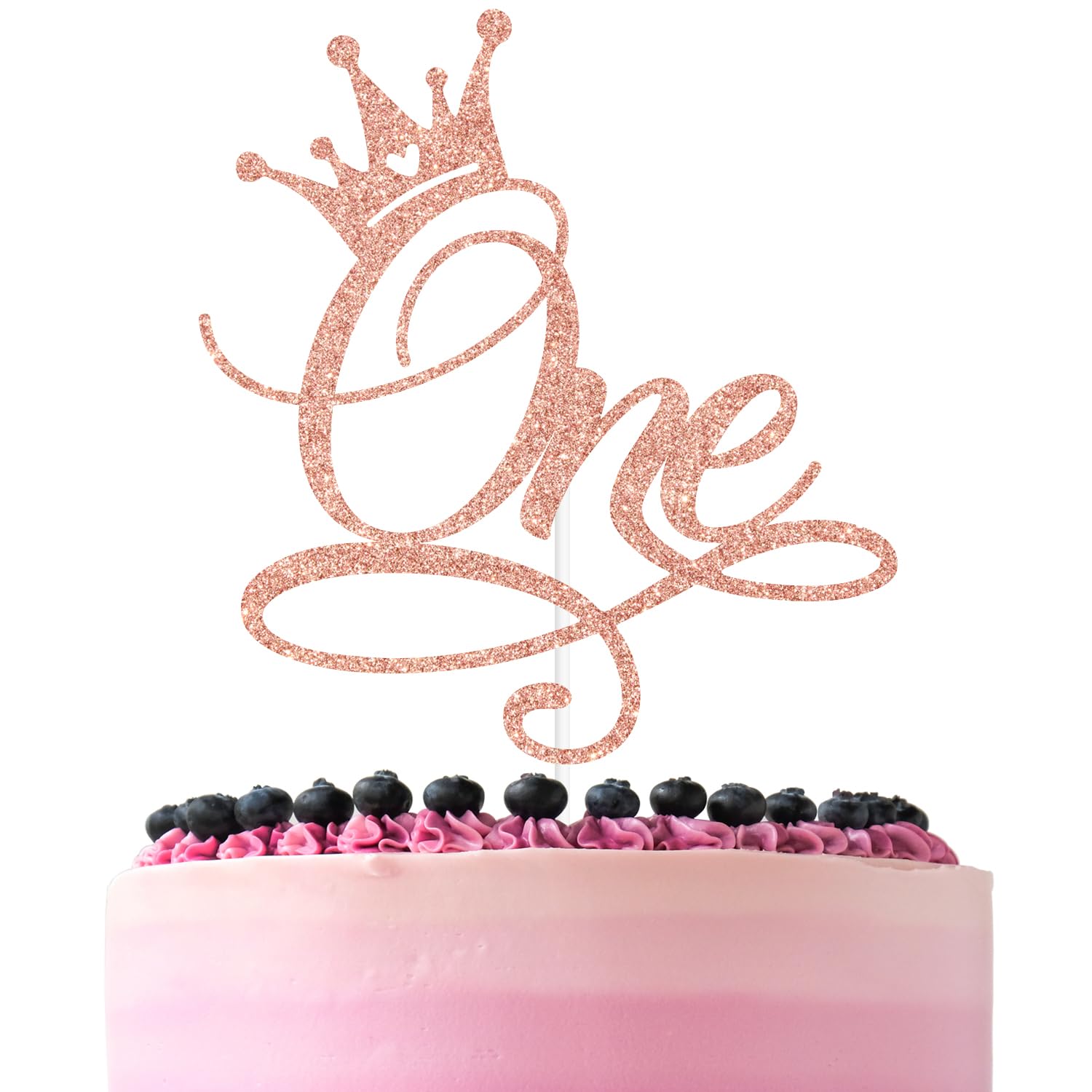 Rose Gold Glitter One Cake Topper, Wild One/Princess Happy 1st Birthday, Princess Themed Baby's 1st Birthday Baby Shower Party Decorations Supplies