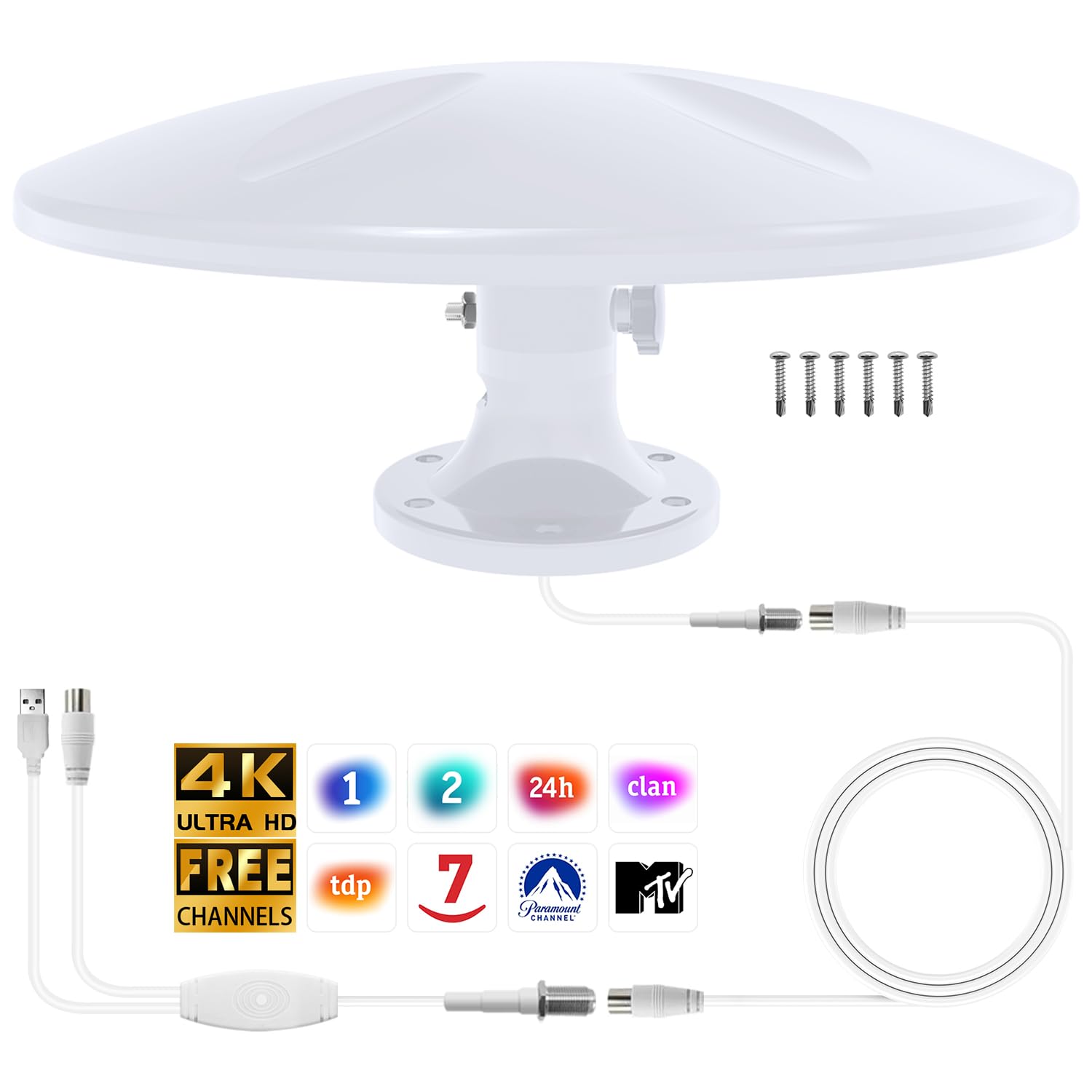 Antena de RV, Antena de televisión Exterior,de televisión HD y Smart para Exteriores, Compatible con autocaravanas, caravanas, Camiones y carrozas (Antena de RV - 08711)