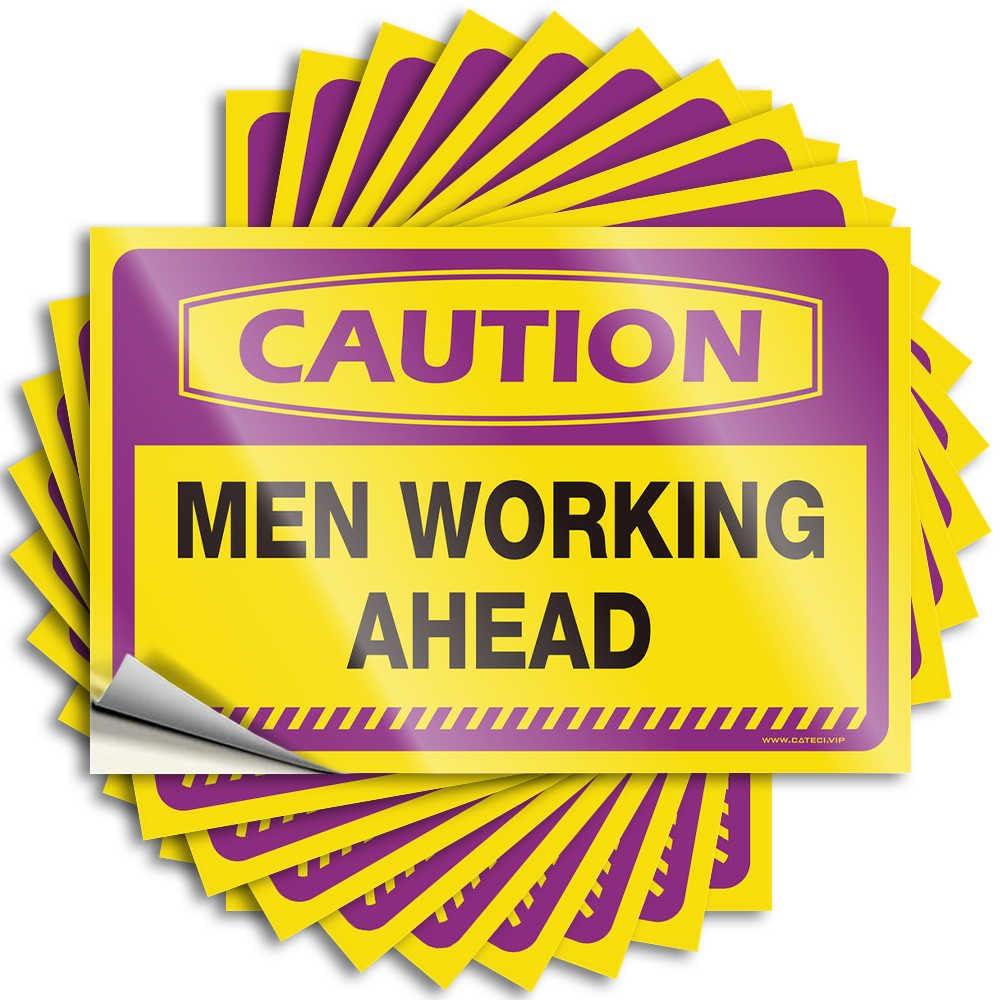 Caution Men Working Ahead Lake Rock - Sticker Wall Waterproof Decal(8X12CM)