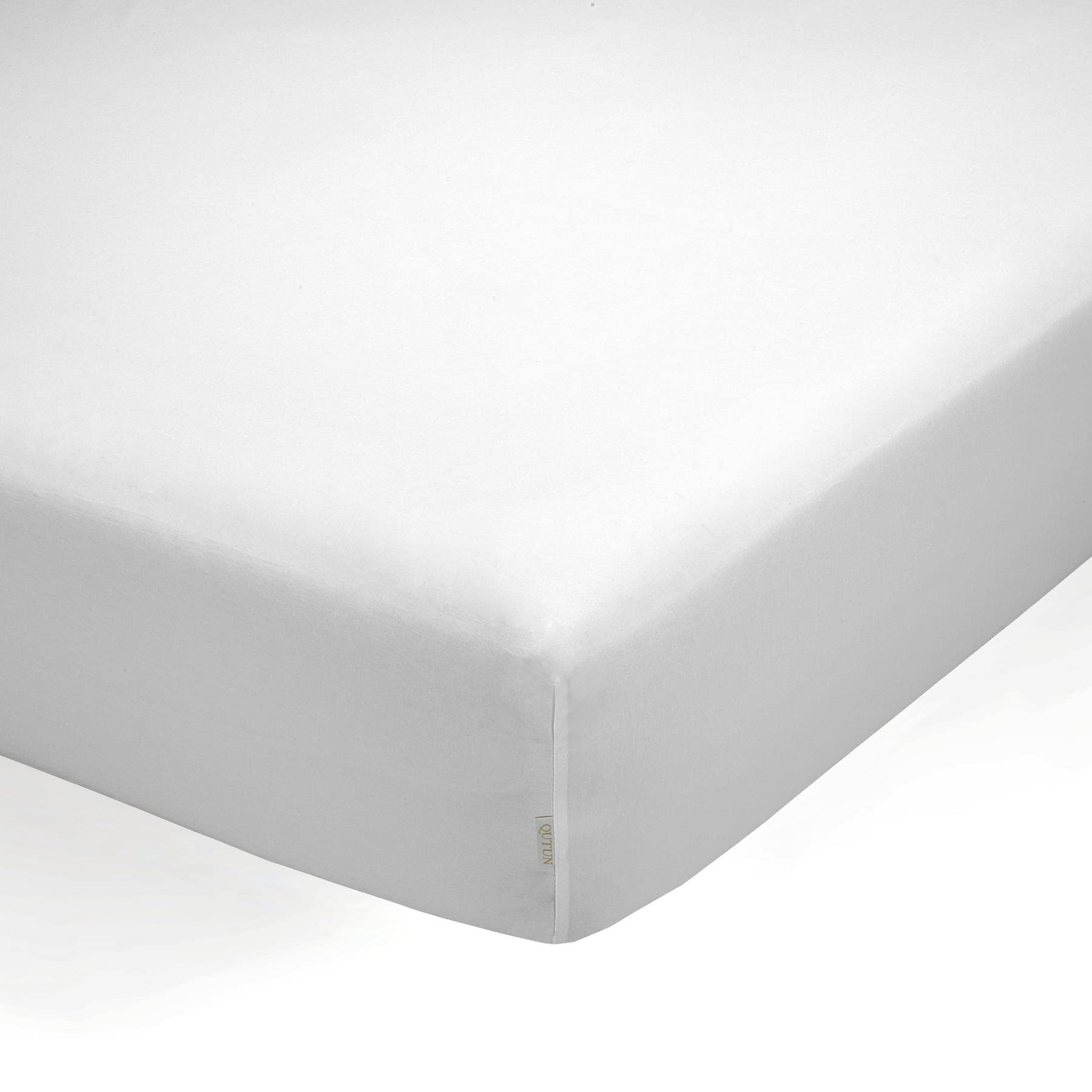 Juego de sábanas de algodón orgánico Color Blanco - Cama de 150 (3 Piezas) - Certificado Gots - Satén de 300 Hilos - Acabado en Doble Pespunte