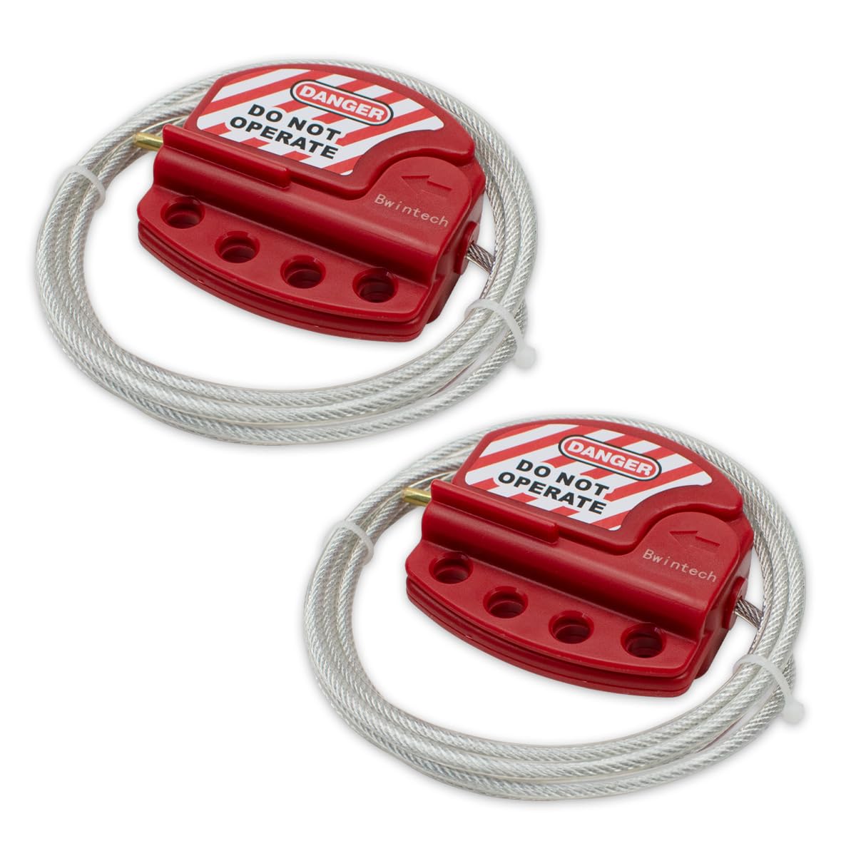 Bwintech 2 Pcs Câble d'acier de consignation ajustable rouge pour les applications de consignation, fonctionne avec des cadenas de sécurité