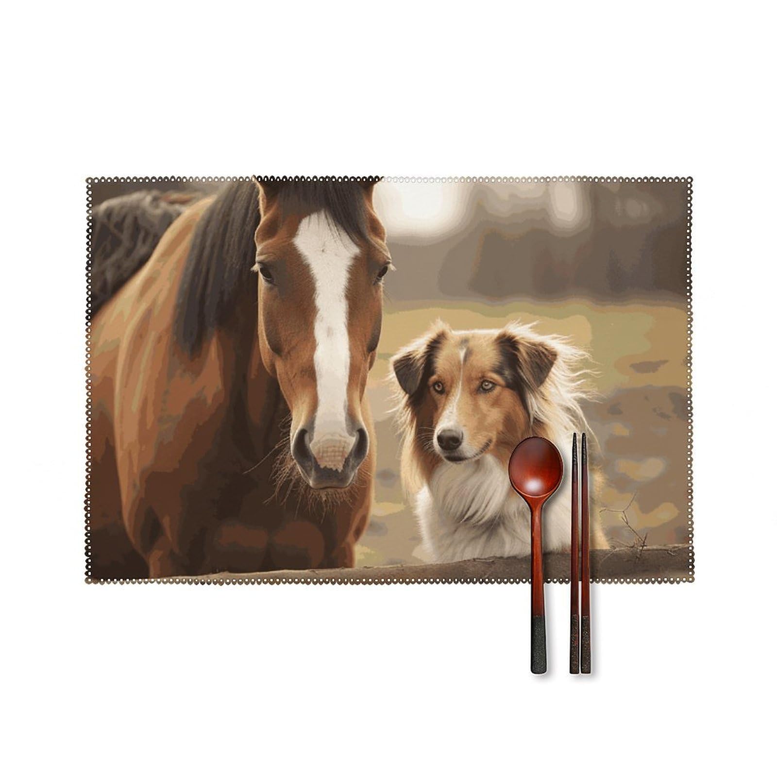 Sets de table anti-tache et chaleur Collie et cheval - Protégez votre table