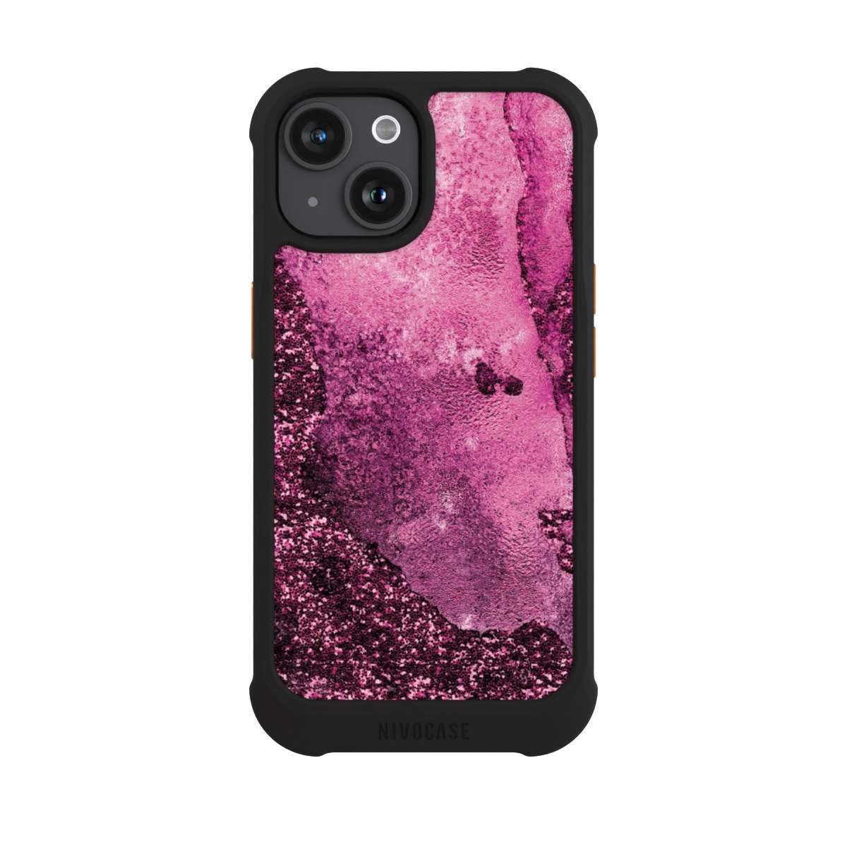 Custodia per Apple iPhone 15 pink Marmo Glitter Look