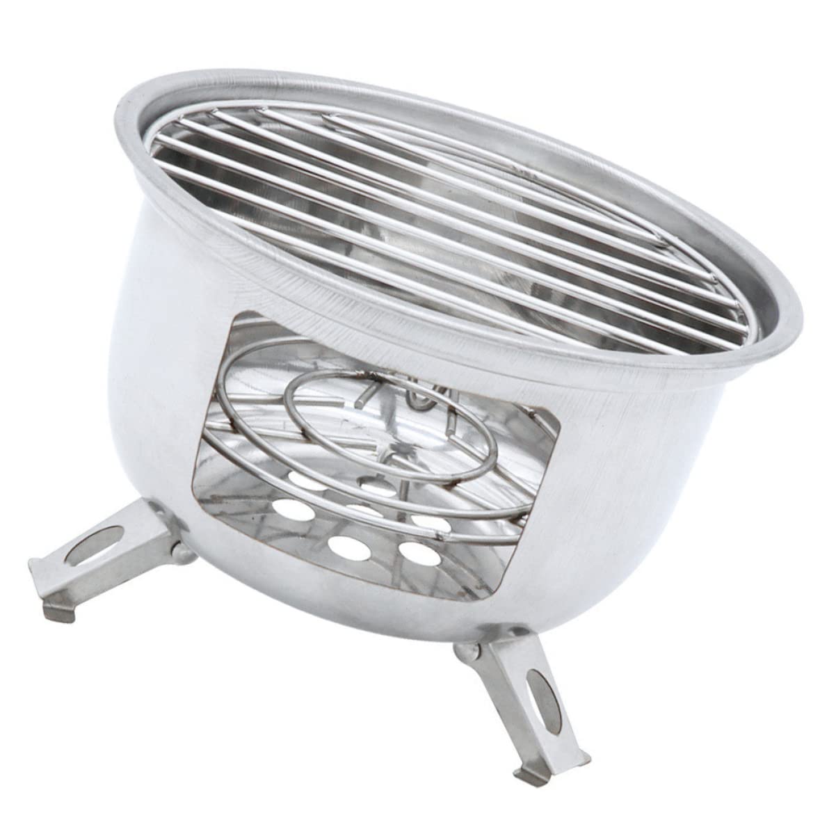 SUPVOX Portable Camping Grill Stainless Bbq Stove Round Outdoor Stove for Garden Outdoor Activities