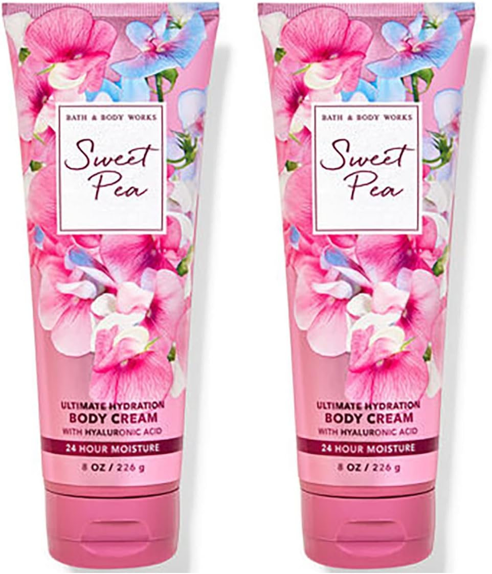 Bath and Body Works Sweet Pea 2 Pack Ultra Shea Body Cream 8 Oz. (Sweet Pea)