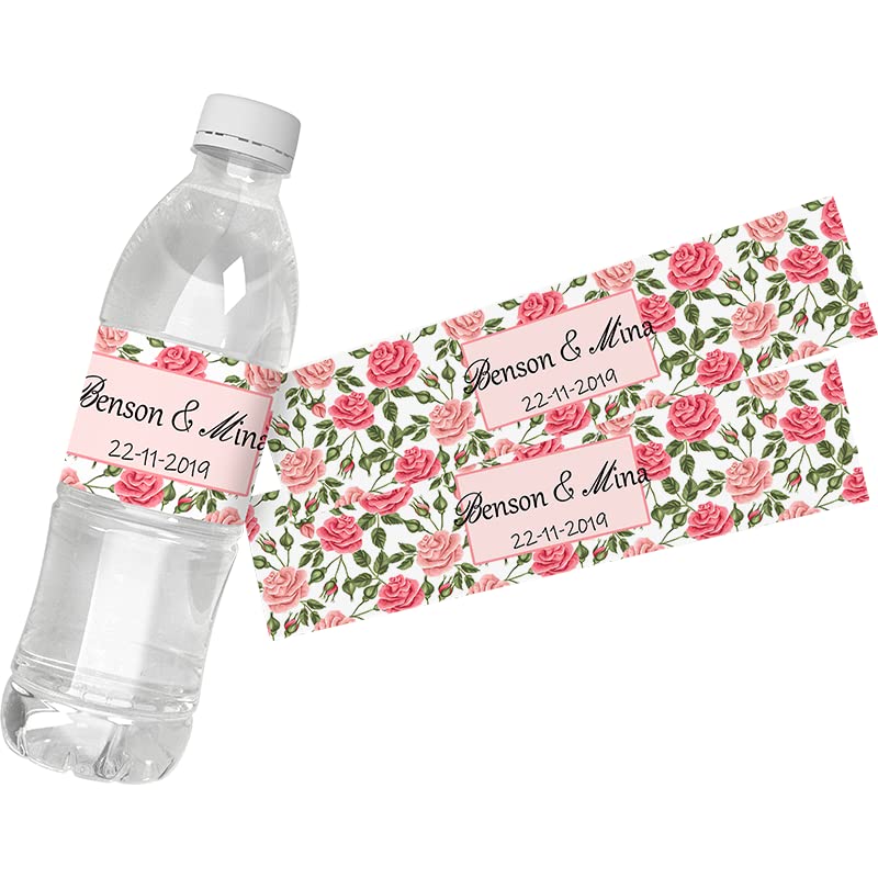 30Pcs Personalized Custom Personalized Floral Wedding Water Bottle Labels Stickers Birthday Anniversary Bride Show Graduation (B)