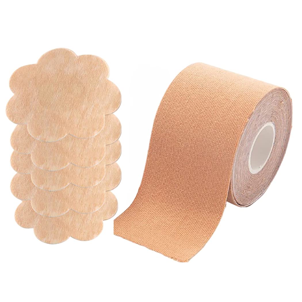 Breast Lift Tape Adhesive Waterproof Cuttable Nonslip Sweatproof Chest Tape with 10PCS Nipple Cover Professional Nonslip Invisible-image-15