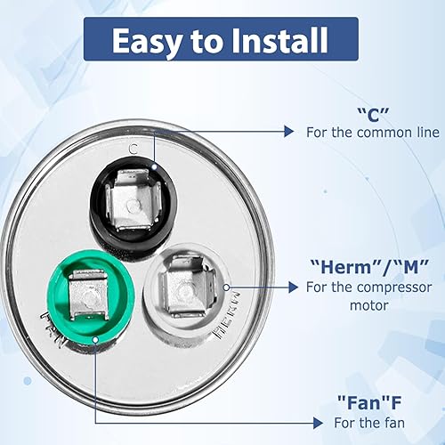 Miniatura 3 de 305 uF 30+5 MFD 370VAC440 VCA Condensador de AC redondo de arranque de doble carrera CBB65B Condensador para unidad de CA arranque del motor del